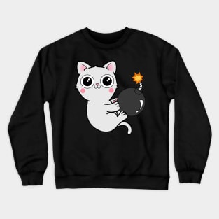 Kitty With a Ball of YaaAAAAA!!! - Explosives Expert Cat Playing with Bomb Crewneck Sweatshirt